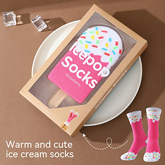 A pair of unique and colorful ice cream patterns for men and women, gift socks for friends on Halloween, all season collection
