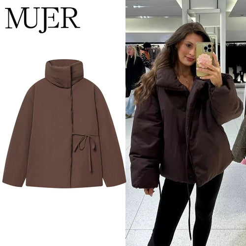 QUOTED MUJER Gewatteerde jas Dames Parka Korte gewatteerde jas Dames Warm Winter Nieuw in jassen en jacks voor dames Coltrui Damesjas