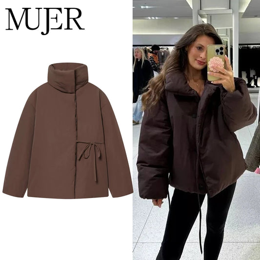 QUOTED MUJER Gewatteerde jas Dames Parka Korte gewatteerde jas Dames Warm Winter Nieuw in jassen en jacks voor dames Coltrui Damesjas