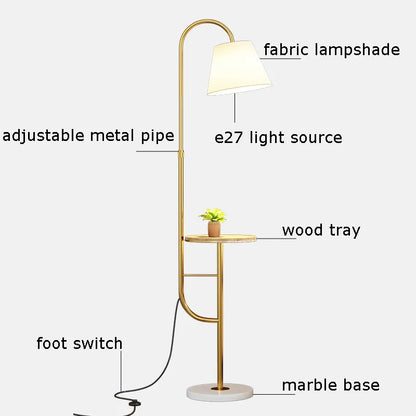 Nordic Woonkamer Led Vloerlampen Bank Slaapkamer Nachtkastje Decoratie Stand Lichtpunt Zwart Goud Home Verlichting Stof Lampenkap