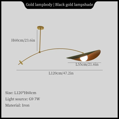 Myrna Mobile-Lampe Suspendue Nordique à Bras Long, Luminaire Décoratif d'Nik, Disponible en Noir et Or, Idéal pour un Restaurant, une Cuisine ou une Salle à Manger