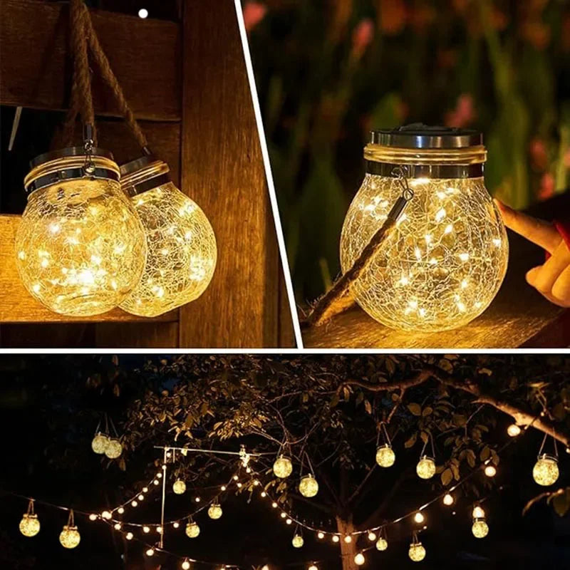 Solar Cracked Glass Wishing Light LED Table Lights Outdoor Waterproof Landscape Garden Nightlight Camping Atmosphere Lighting