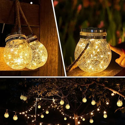 Solar Cracked Glass Wishing Light LED Table Lights Outdoor Waterproof Landscape Garden Nightlight Camping Atmosphere Lighting