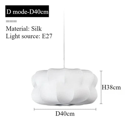 Modern Pure White Silk Pendant Lamp Home Decor Chandeliers for Living Room Bedroom Nordic Drop Light Indoor Lighting Fixtures