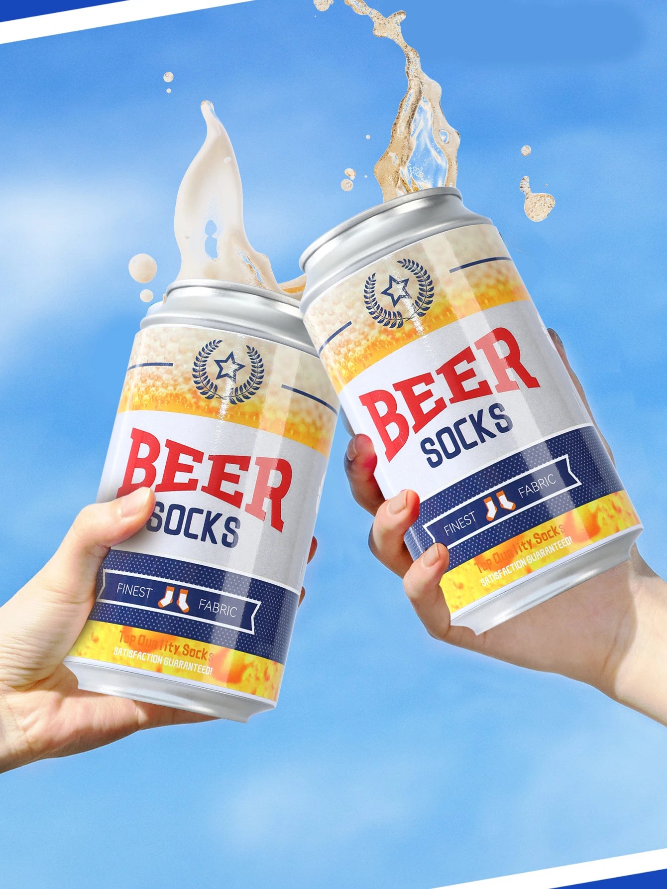 1 pair of mid-calf socks for men and women, featuring a novelty beer can design, practical and suitable for holiday gifting.