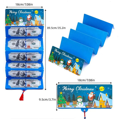 Christmas Santa Claus Folding Banknote Card Merry Christmas Decor with 10 Card Slot Christmas Surprise Party Envelope Money Box
