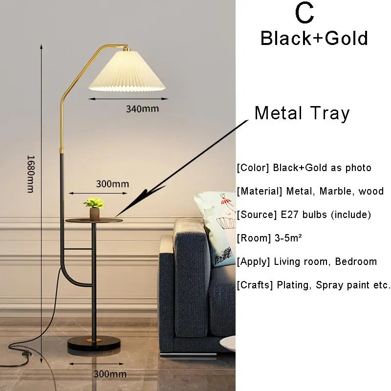 Nordic Woonkamer Led Vloerlampen Bank Slaapkamer Nachtkastje Decoratie Stand Lichtpunt Zwart Goud Home Verlichting Stof Lampenkap