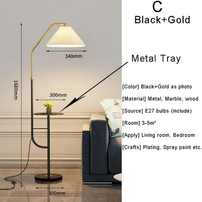 Nordic Woonkamer Led Vloerlampen Bank Slaapkamer Nachtkastje Decoratie Stand Lichtpunt Zwart Goud Home Verlichting Stof Lampenkap