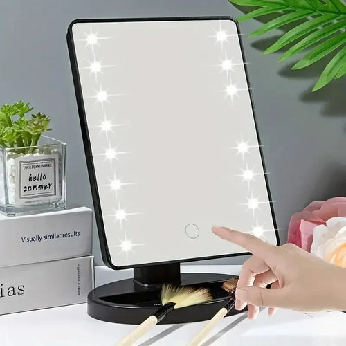 16 LED Desktop Makeup Mirror Night Light Touch Sensitive Design, 360 Degree Rotating StorageMakeup Mirror Brightnes Cosmetics