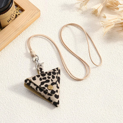 Retro Cute Small Leather Bag Long Necklace for Women Fashion Sweater Chain Neck Hanging Jewelry Versatile Accessory Gift