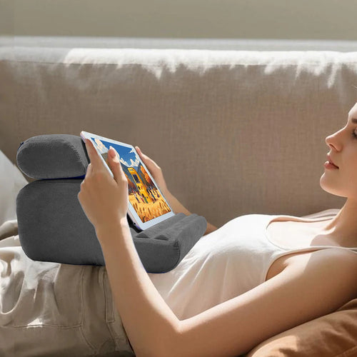 Xnyocn Tablet Pillow Holder Foldable IPad Stand for Lap Bed and Desk Tablet Soft Pad Dock with Pocket Stylus Mount for IPad Pro
