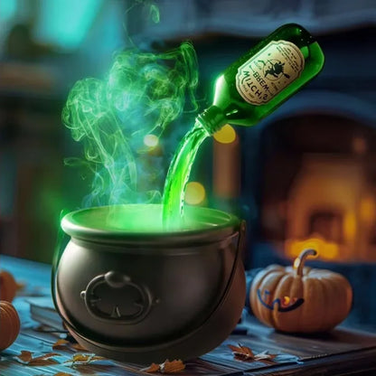 Party Decorations Home Decor Witch Cauldron Fog Machine With Floating Bottle Skull LED Light Halloween Prop Spooky Witchcraft