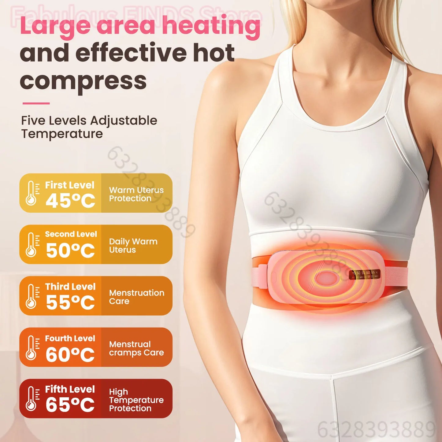 QUOTED Women Menstrual Heating Pads Effective Hot Compress Period Relief Belt Rechargeable Heated Waist Massager Gifts for Female