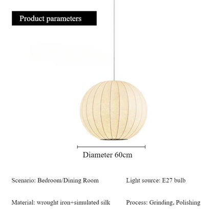 Modern Pure White Silk Pendant Lamp Home Decor Chandeliers for Living Room Bedroom Nordic Drop Light Indoor Lighting Fixtures