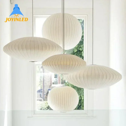 Modern Pure White Silk Pendant Lamp Home Decor Chandeliers for Living Room Bedroom Nordic Drop Light Indoor Lighting Fixtures