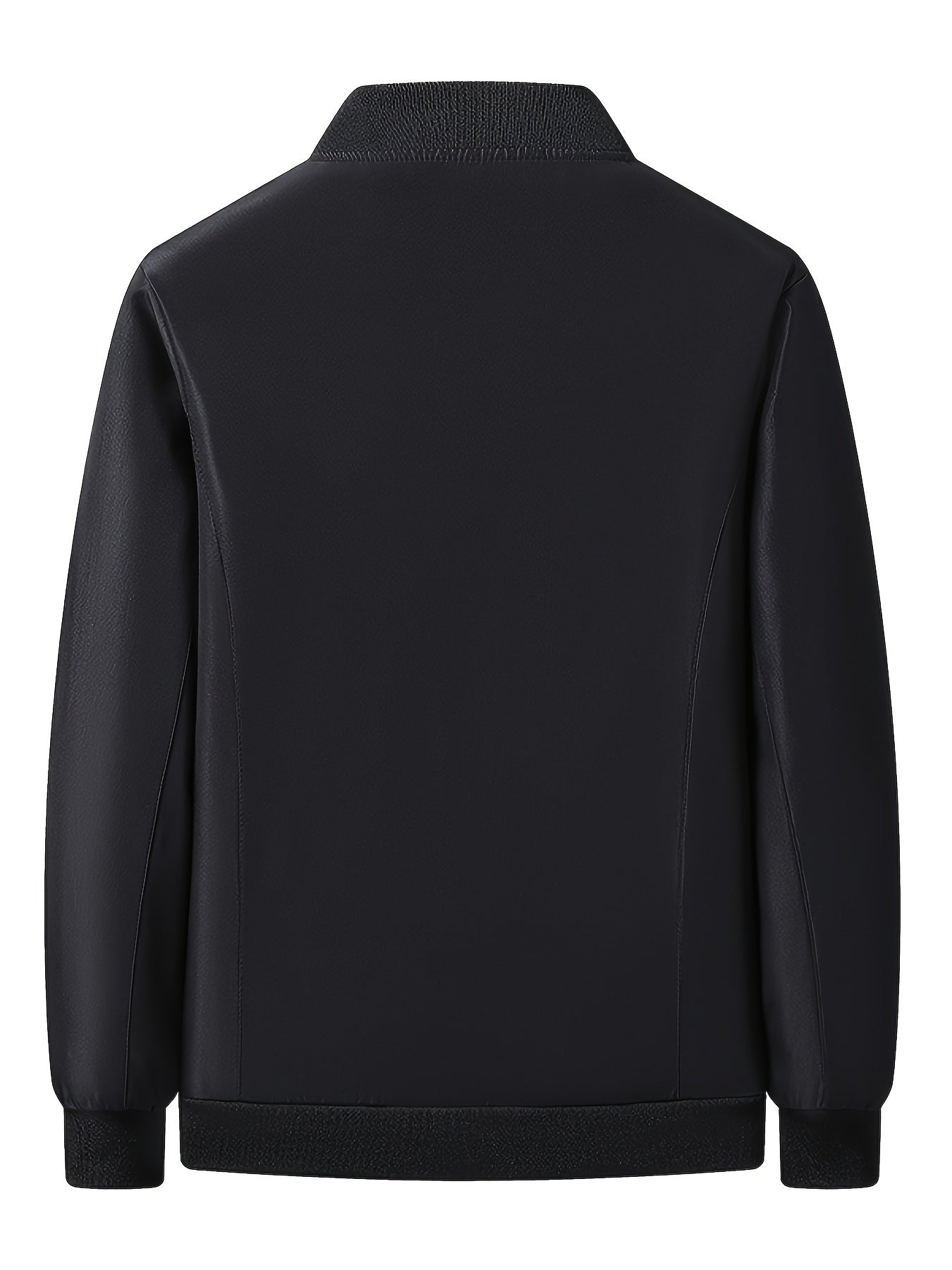 Men's Winter Insulated Full-Zip Jacket with Fleece Lining - Grey Casual Baseball Collar Coat, Zippered Pockets & Polyester Shell for Cold Weather, Outdoor & Everyday Use - Hand Washable (No Dry Clean)