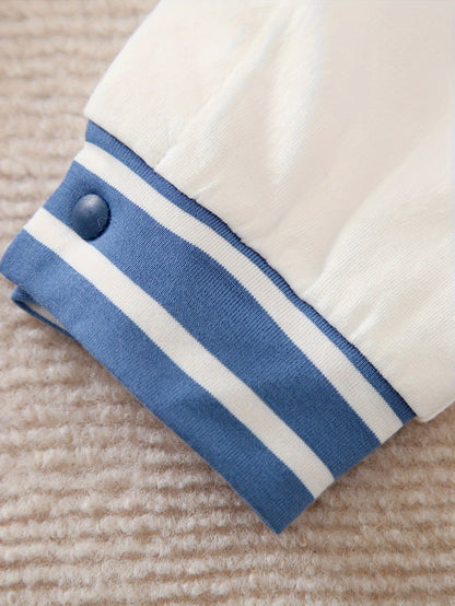 Onesie - Long Sleeve Baseball Romper Outfit, Loose Fit with Snap Closure, Winter Clothes, Easy Diaper changes & Everyday or Special Occasions, Clothing, Cute Animal Print, Comfortable Material, Snapbutton Closure, Essentials, Perfect for Outdoor