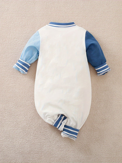 Onesie - Long Sleeve Baseball Romper Outfit, Loose Fit with Snap Closure, Winter Clothes, Easy Diaper changes & Everyday or Special Occasions, Clothing, Cute Animal Print, Comfortable Material, Snapbutton Closure, Essentials, Perfect for Outdoor