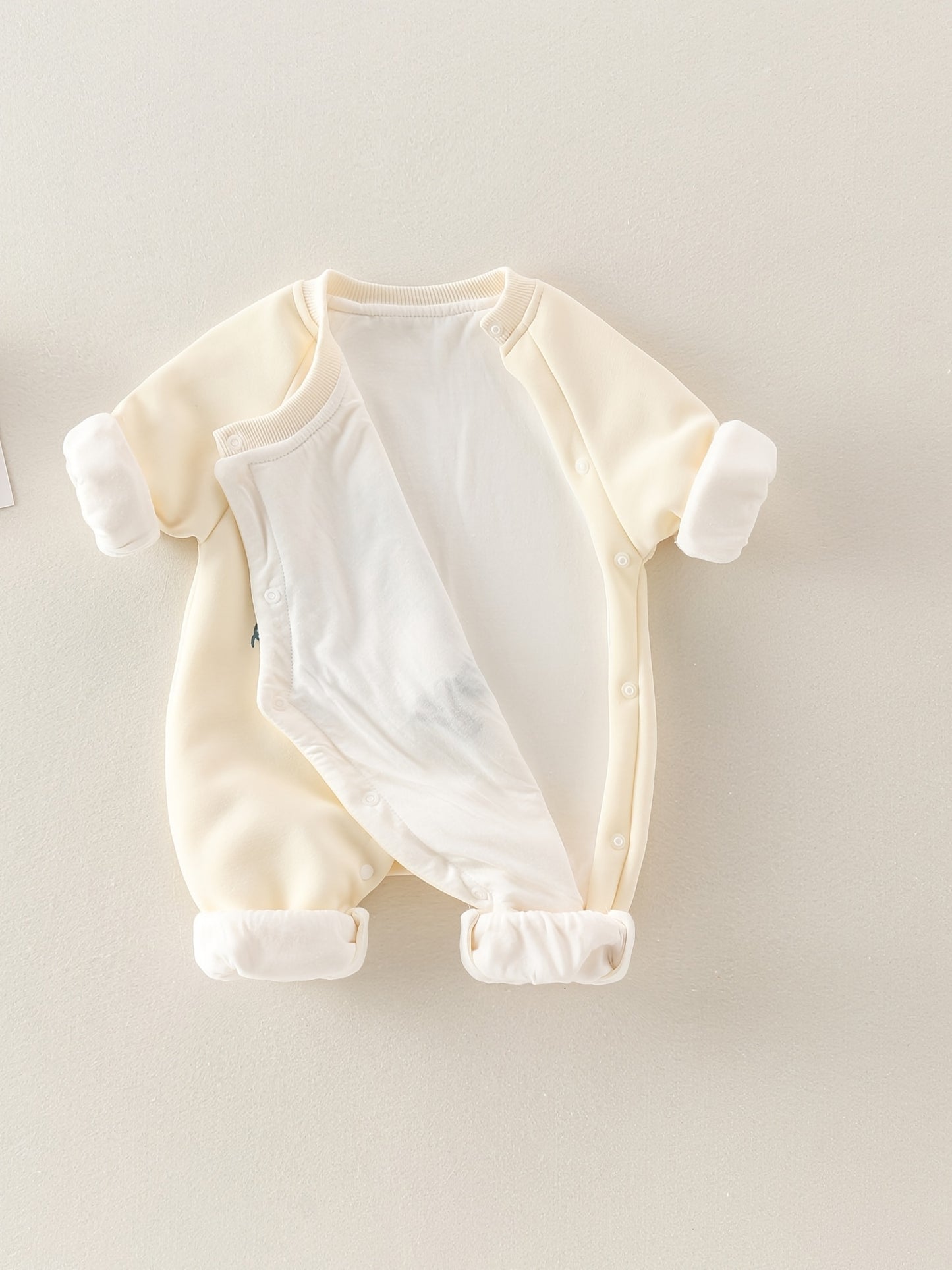 MCDULL SISTER Baby Girl'S Autumn Double-Layer Outfit - Cute Cartoon Bear & Airplane Design, Warm Long Sleeve Romper with Pockets, Loose Fit Spring/Fall Clothing, Soft Fabric, Perfect for Outdoor Play, Baby Girl Clothes, Perfect for Outdoor, J